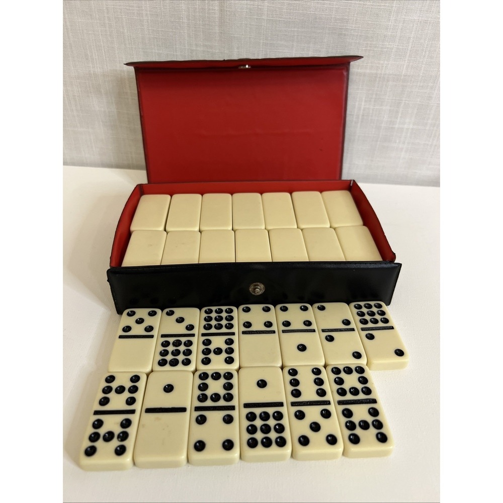 Vintage Complete Double Nine Domino Set In Case 55-piece